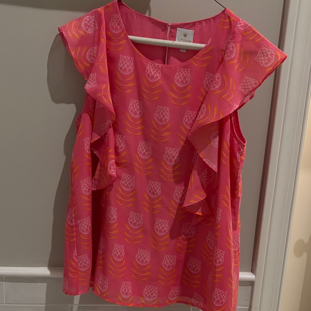 Pink Ruffle Sleeve Top